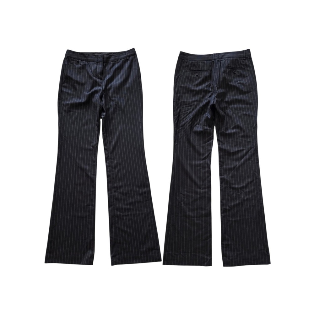 BCBGMAXAZRIA Behati Trousers Womens Wool Pants Sz 4 Navy Pinstripe Wide-Leg NEW